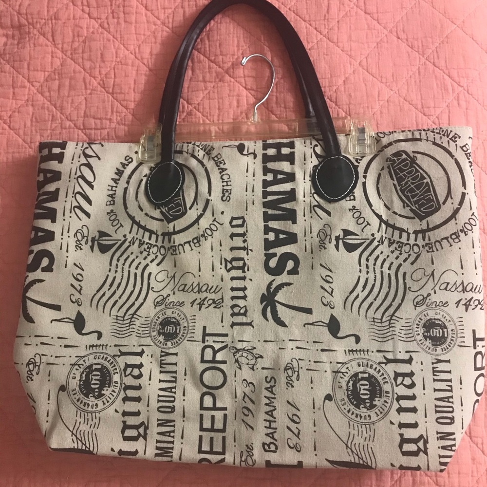 Extra Large Beach Tote Bag Bahamas Souvenir Print